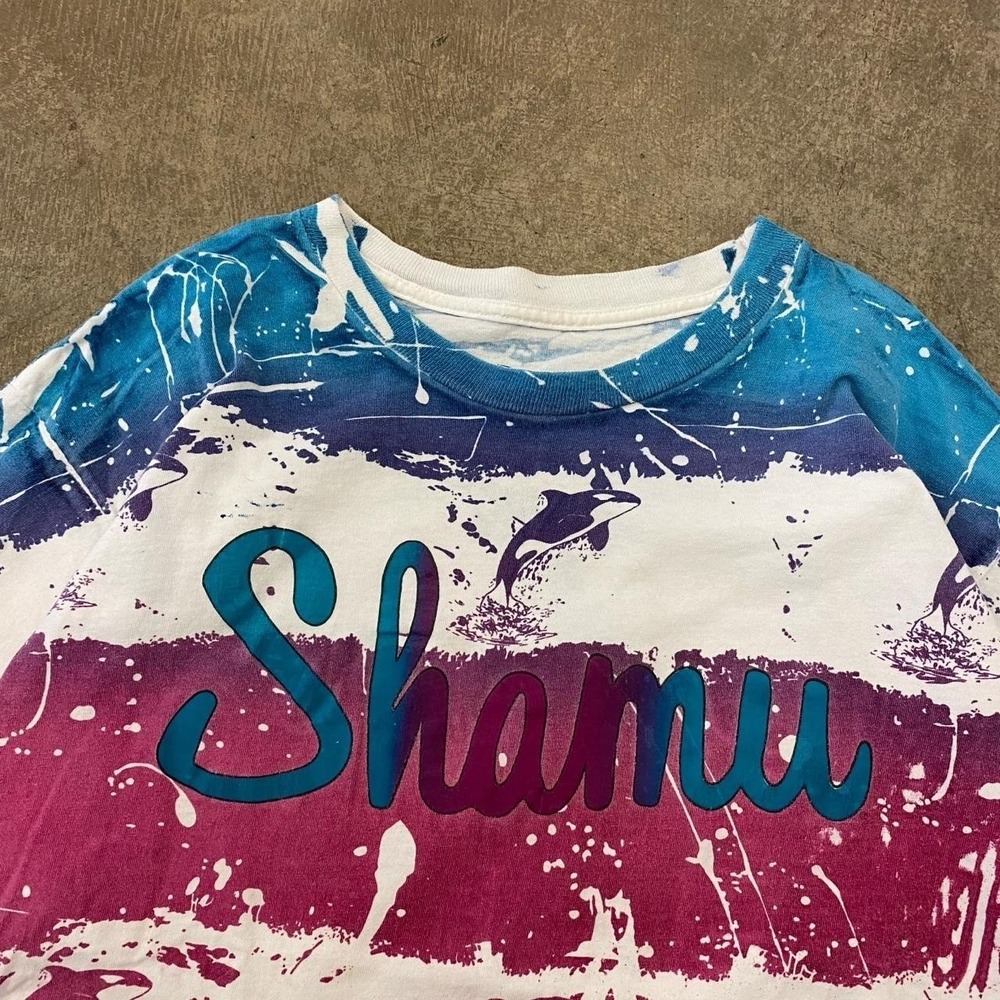 Vintage 90s Sea World‎ Shamu AOP Whales Wildlife Nature Single Stitch T-Shirt XL - Picture 2 of 7